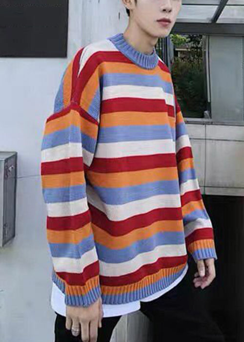 Yellow Striped Cozy Knit Sweaters Fall