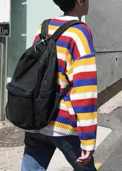 Yellow Striped Cozy Knit Sweaters Fall
