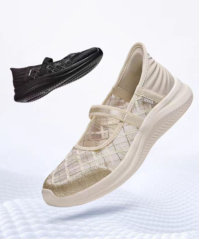 Champagne Breathable Mesh Splicing Flat Shoes for