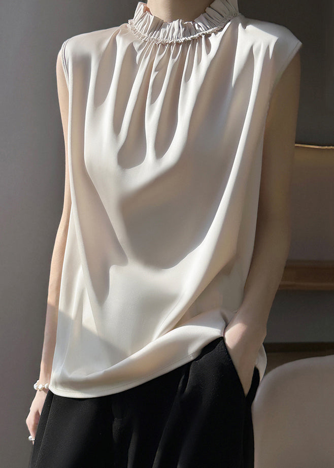 Champagne Silk Tops Ruffled Summer