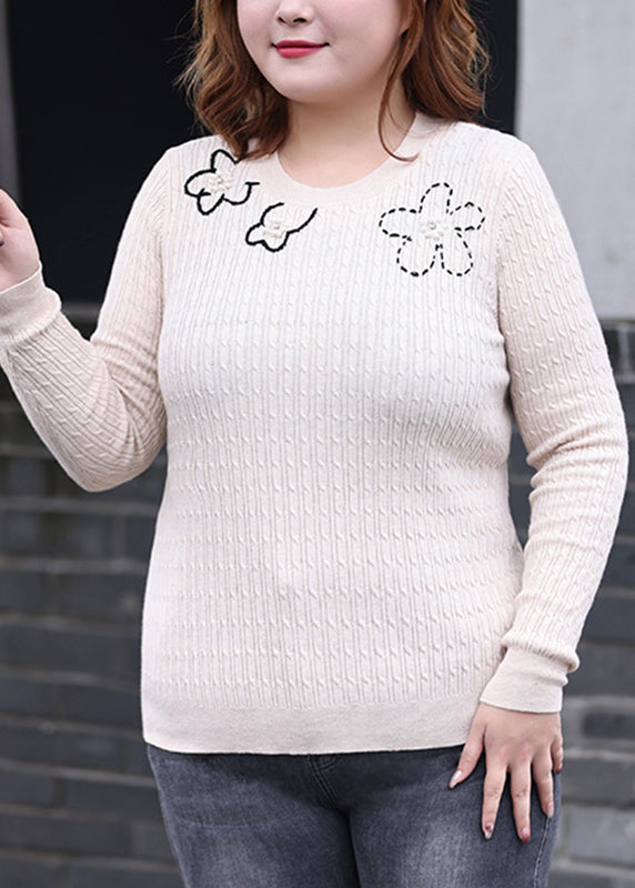 Apricot Knit Sweaters Long Sleeve