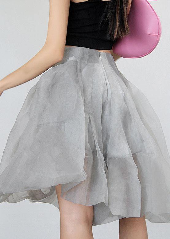 Grey Tulle Summer Patchwork Skirt Pant
