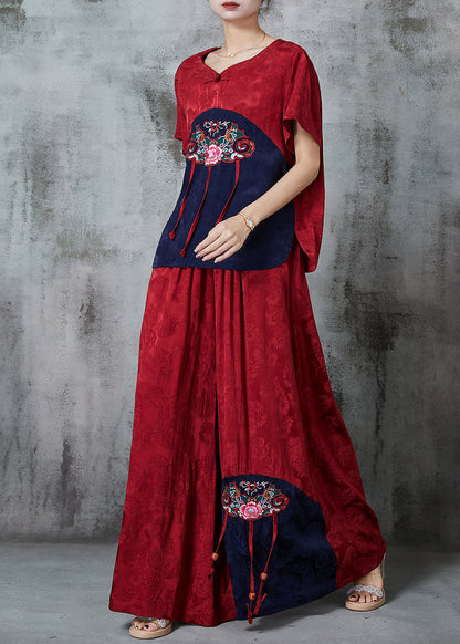 Mulberry Embroidered Patchwork Silk Sets 2 Pieces Summer