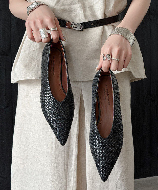 Pointed Toe Wedge Shoes Gold Cowhide Leather