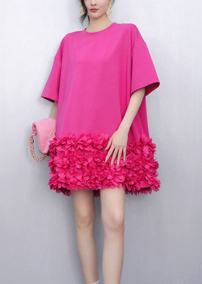 Rose Petal Patchwork Cotton Mini Dress Summer