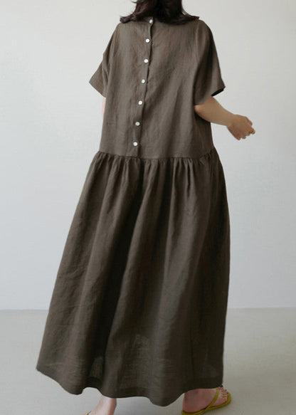 Ruffled Wrinkled Maxi Dresses Short Sleeve