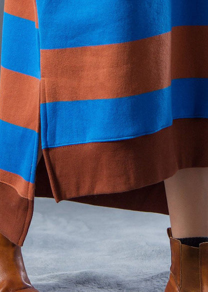 Sweater Dresses Hoodies Split Stripe Knitted Winter Dress