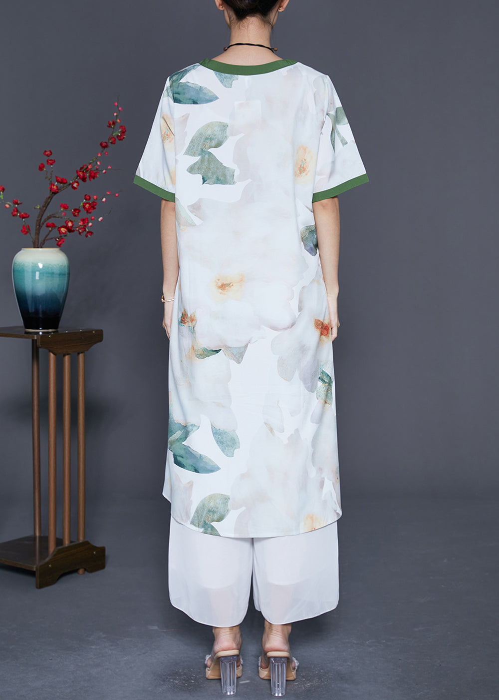 White O-neck Patchwork Print Cotton Dresses Summer