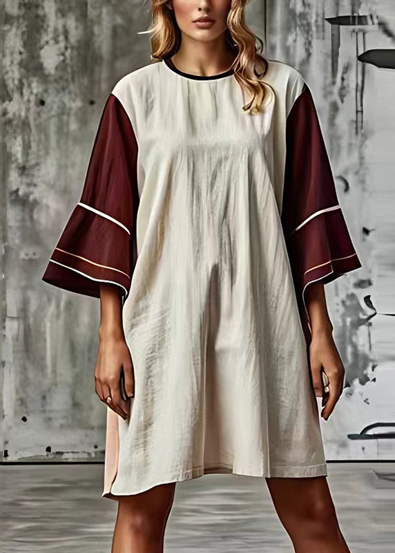 White Oversized Patchwork Cotton Vacation Dresses Summer