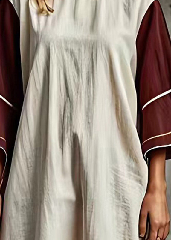 White Oversized Patchwork Cotton Vacation Dresses Summer