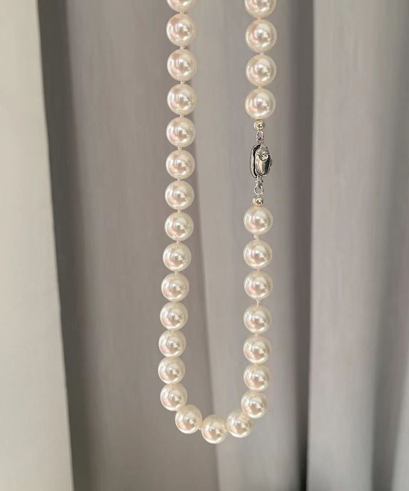 White Sterling Silver Pearl Graduated Bead Necklac Two Piece Set