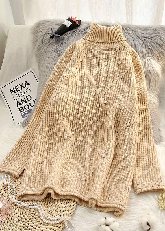 Chunky High Neck Red Sweaters Rivet Knit Top Silhouette
