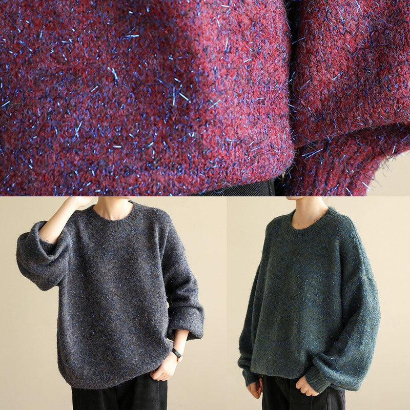Chunky O Neck Army Green Sweaters Wild Knit Blouse
