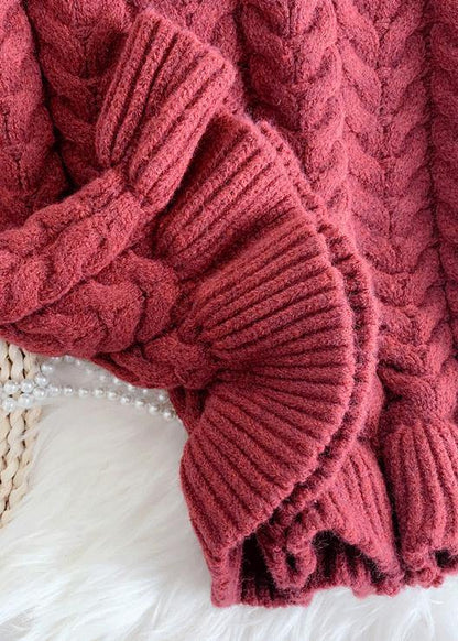 Chunky O Neck Thick Sweater Fall Wardrobes Classy Red Largo Knitted Dress