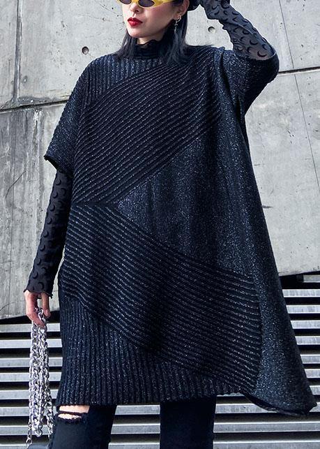 Chunky Spring Black Knit Tops Clothing O Neck Knit Top
