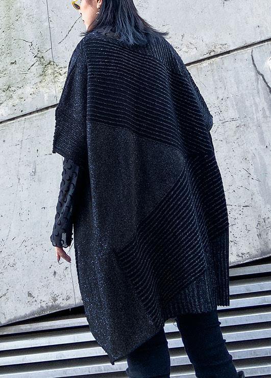 Chunky Spring Black Knit Tops Clothing O Neck Knit Top