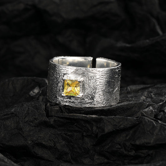 Citrine Textured Cuff Ring