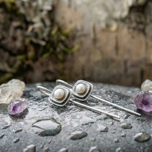Classic Pearl Square Earrings
