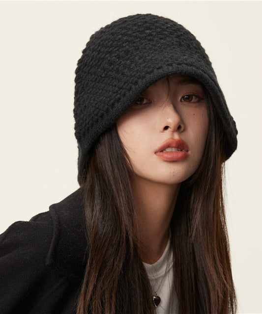 Classy Black Thick Warm Knit Bonnie Hat
