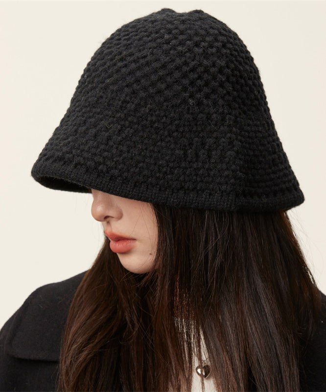 Classy Black Thick Warm Knit Bonnie Hat