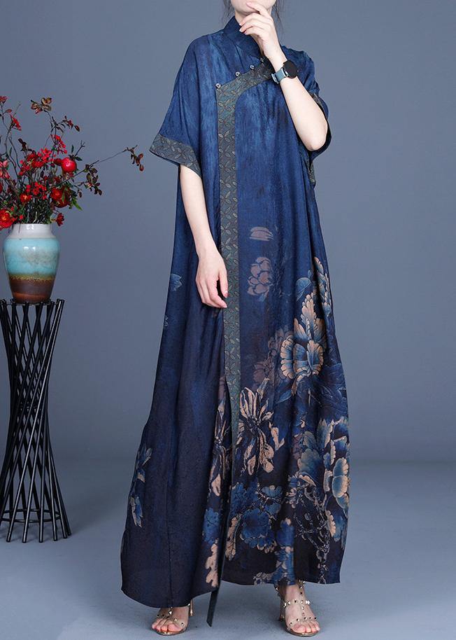 Classy White Text Patchwork Oriental Long Dress Summer