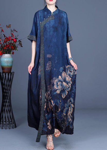 Classy White Text Patchwork Oriental Long Dress Summer