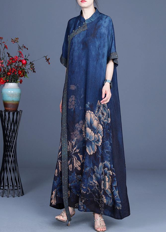 Classy Black Metal Patchwork Oriental Long Dress Summer