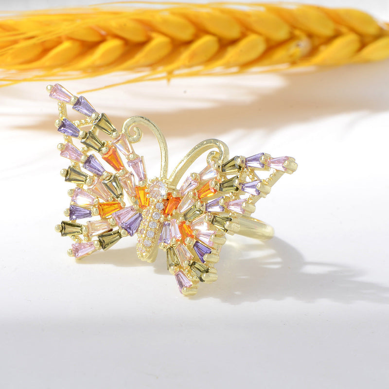 Colorful Crystal Butterfly Ring