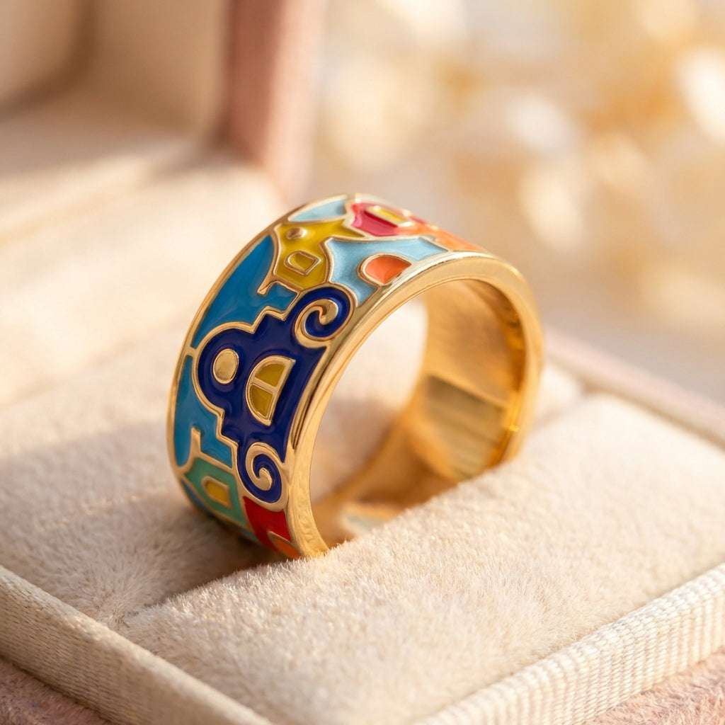 Colorful Enamel Flower Ring