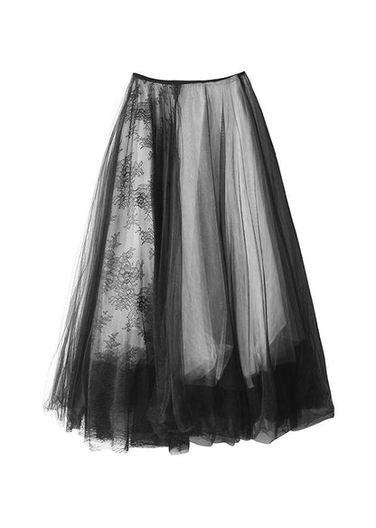 Comfy Black Print Lace Skirts Summer