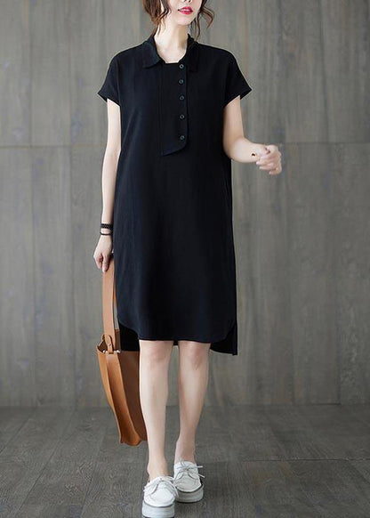 Comfy Black Low High Design Ankle Summer Cotton Dress