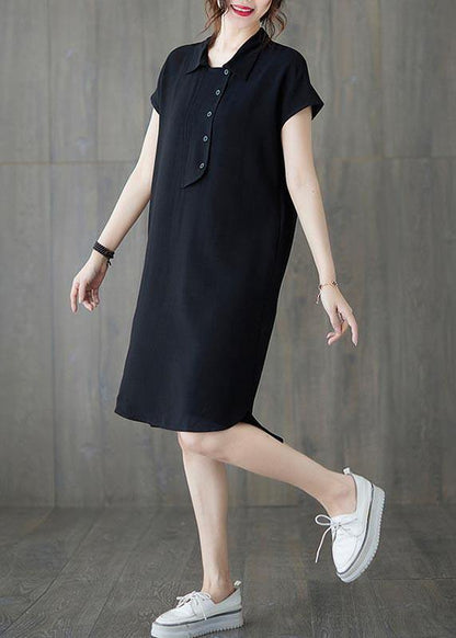 Comfy Black Low High Design Ankle Summer Cotton Dress