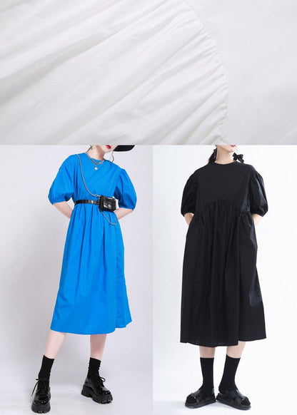 Comfy White Puff Sleeve Long Summer Cotton Dress