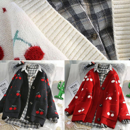 Comfy Beige Knitted Jackets Loose Fitting Spring V Neck Knit Sweat Tops