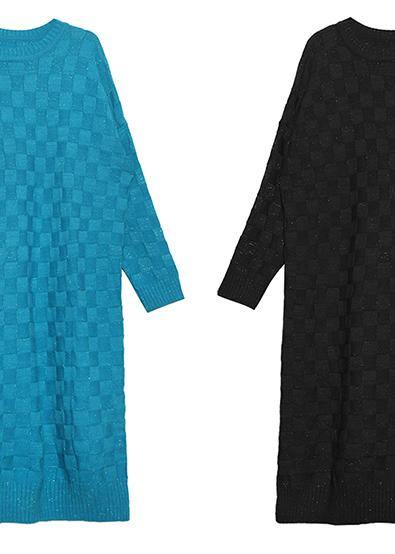 Comfy Blue Sweater Dress Outfit Classy Winter Mujer O Neck Knit Dresses