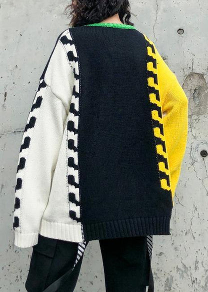 Comfy Winter Patchwork Color Sweaters Clothing Asymmetric Clothes for