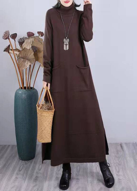 Comfy Side Open Sweater Weather Brown Oversized Knit Top Fall