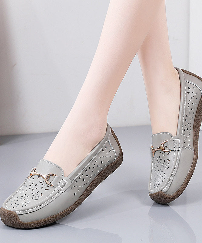 Cowhide Leather Flat Shoes for Hollow Out Flat Shoes