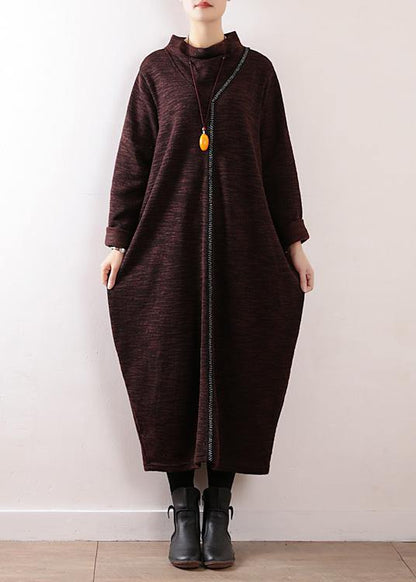 Cozy High Neck Sweater Dress Outfit Re Chocolate Baggy Knit Fall