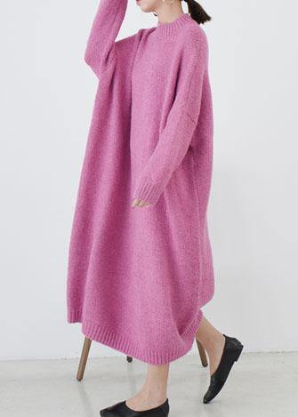 Cozy O Neck Sweater Fall Weather Rose Daily Knit Long Dresses