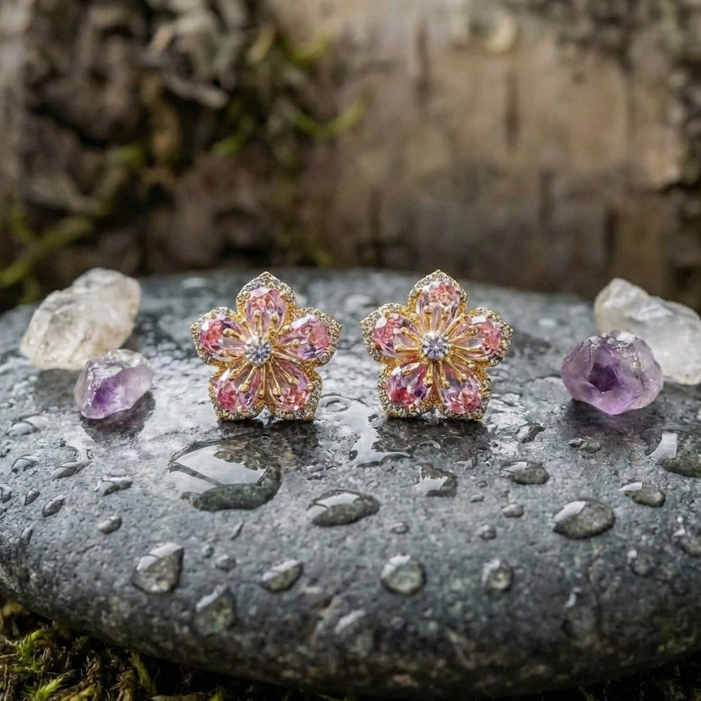 Crystal Blossom Zircon Earrings