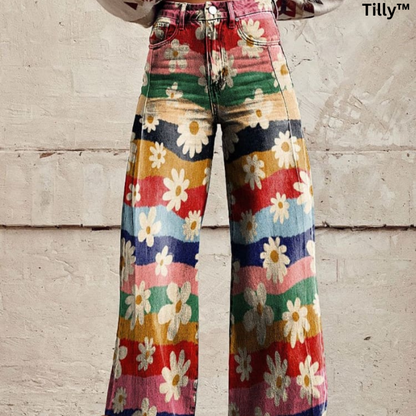 CD | FloralElegance™ Pantaloni eleganți cu un design floral fermecător