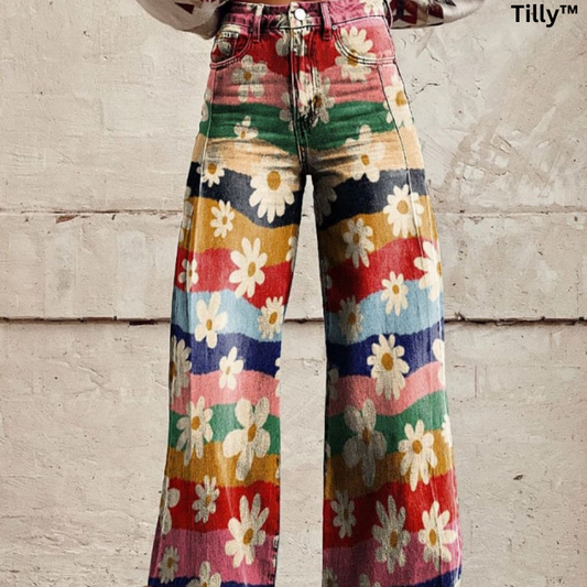 CD | FloralElegance™ Pantaloni eleganți cu un design floral fermecător