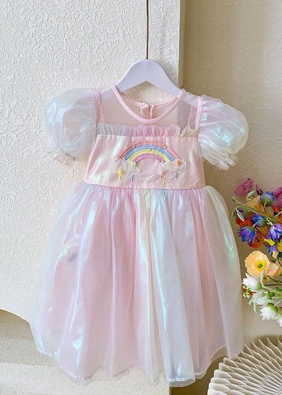 Rainbow Ruffled Patchwork Tulle Baby Dresses Summer