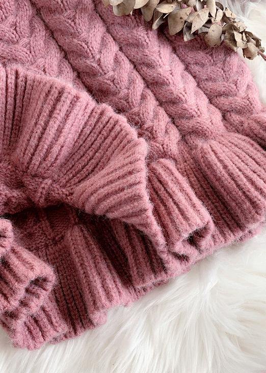 Pink Sweater Weather Refashion O Neck Thick Ugly Fall Sweater Dress