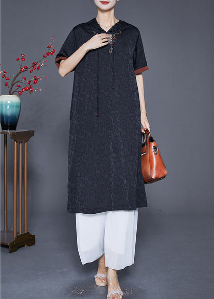 Diy Black Embroideried Hollow Out Silk Vacation Dresses Summer