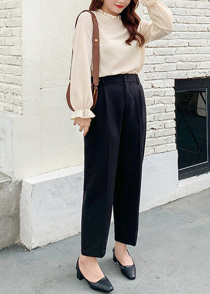 Diy Black High Waist Pockets Spandex Pants Fall