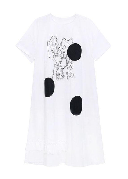 Diy Black O Neck Print Maxi Dress Short Sleeve