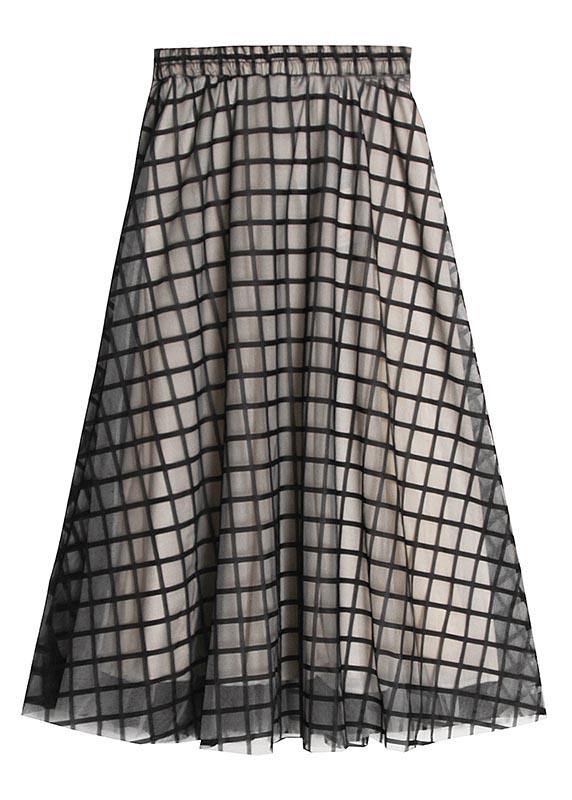 Diy Black Plaid Patchwork Pleated Summer Skirt