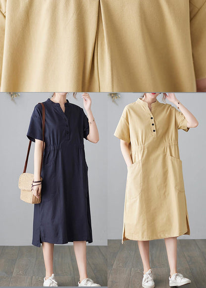Diy Blue Low High Design Cotton Side Open Summer Ankle Dress